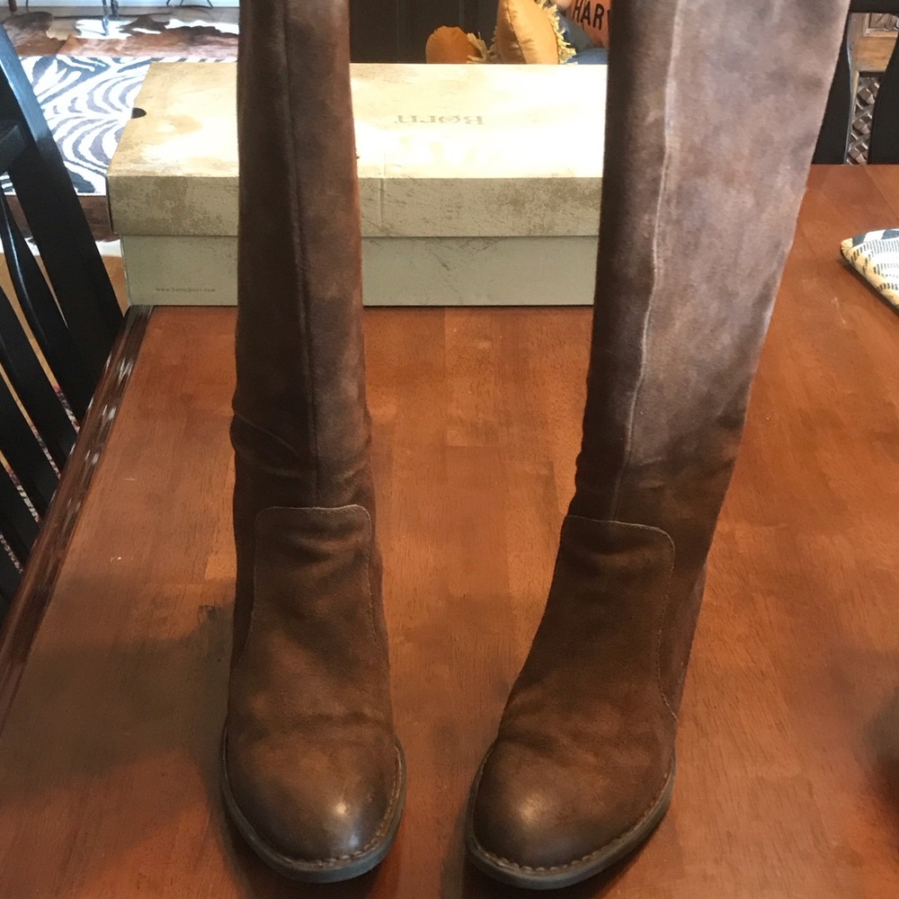 Born Brown Suede Heeled Boots
